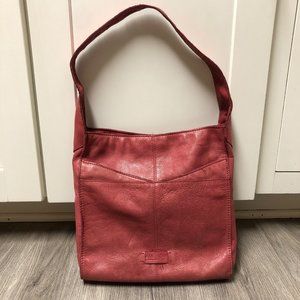 Vintage American Leather Company Shoulder Purse Red Rose Pink Hobo Bag Handbag